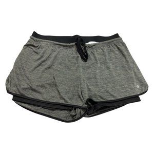 Layer 8 Women's Knit and Woven Quick Dry Two in One Running Yoga Work Out Short